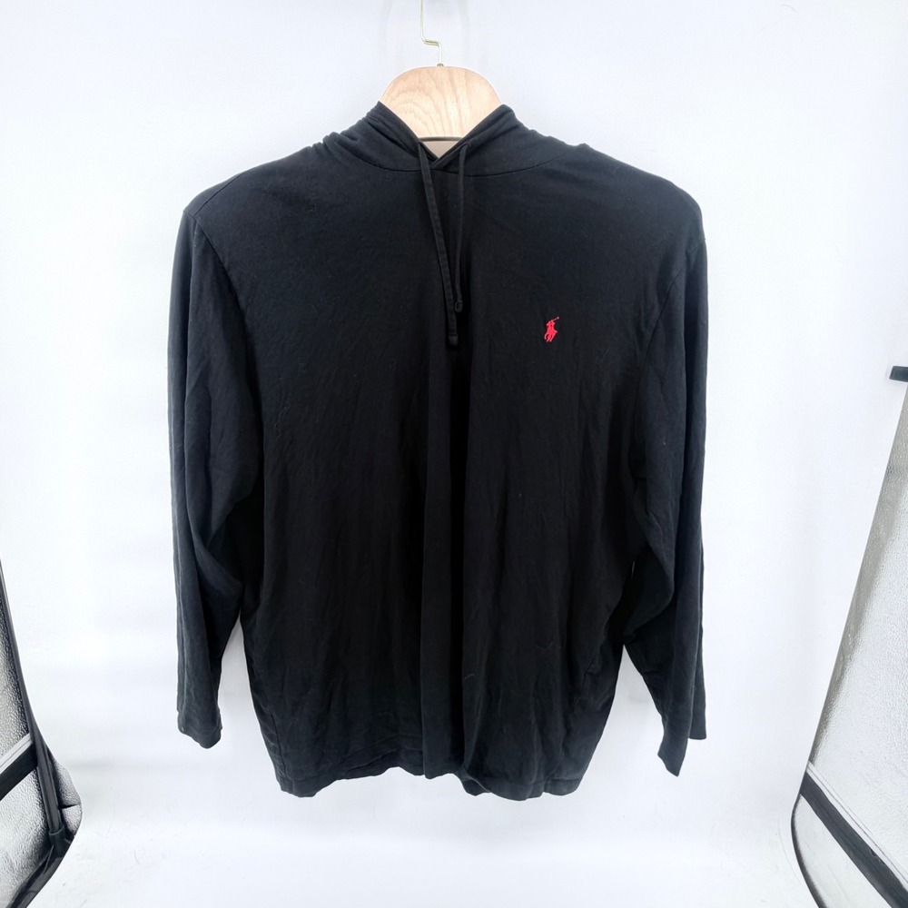 Polo Ralph Lauren Hooded Tee Shirt Mens 3XLT Tall Black Lightweight Long Sleeve